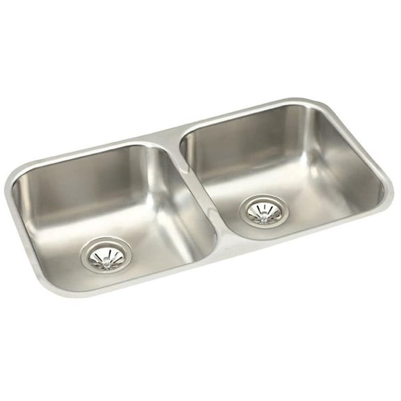 Gourmet Elumina Undermount Stainless Steel 31-3/4x8x18-1/4 0-Hole Double Bowl Kitchen Sink