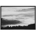 thumbnail image 3 of PixonSign Framed Canvas Print Wall Art Mist Over The Mountains Nature Wilderness Photography Realism Rustic Relax/Calm Grey Dark Black and White for Living Room, Bedroom, Office - 24"x36" Black, 3 of 5