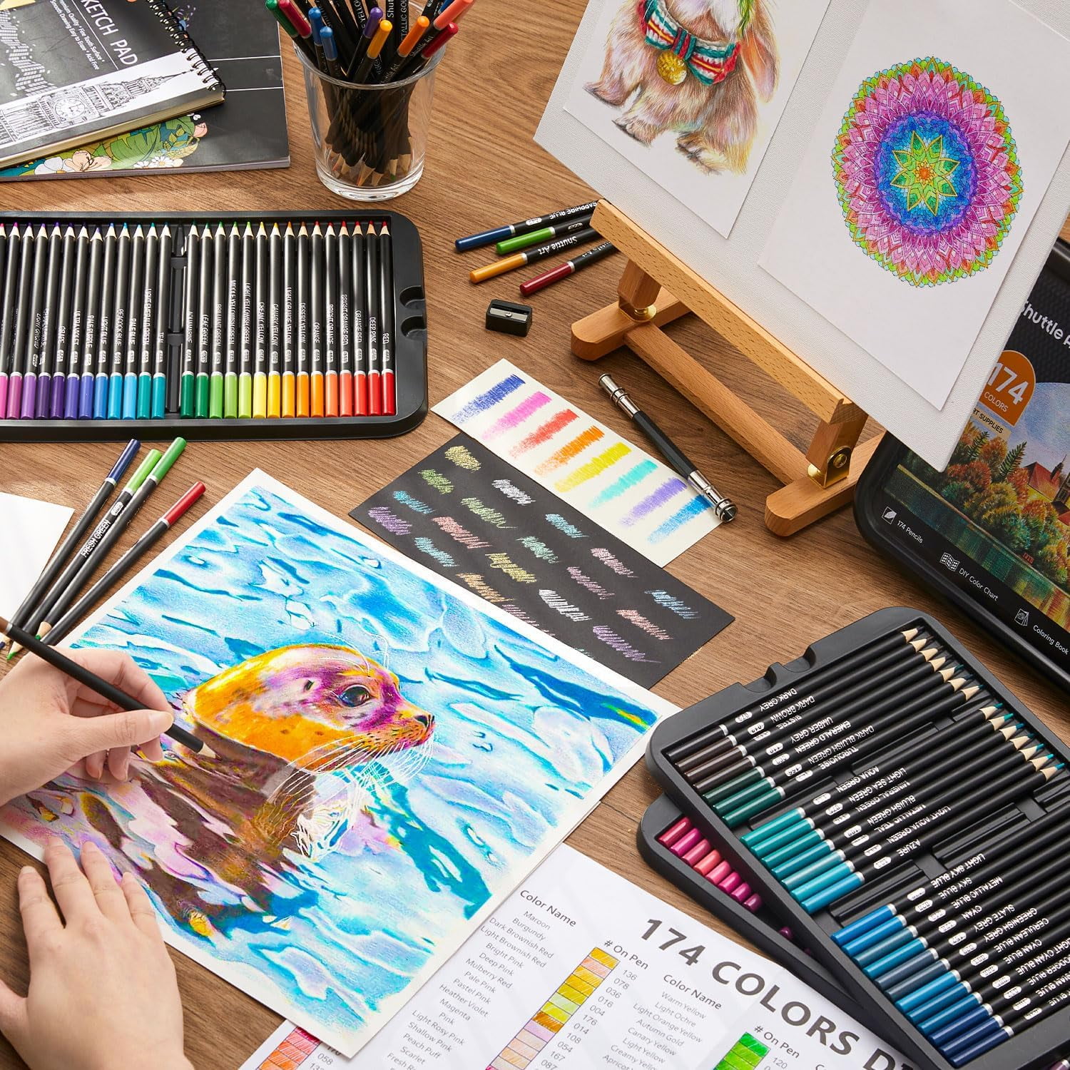 174 Colors Professional Colored Pencils Coloring Book Sketch Pad