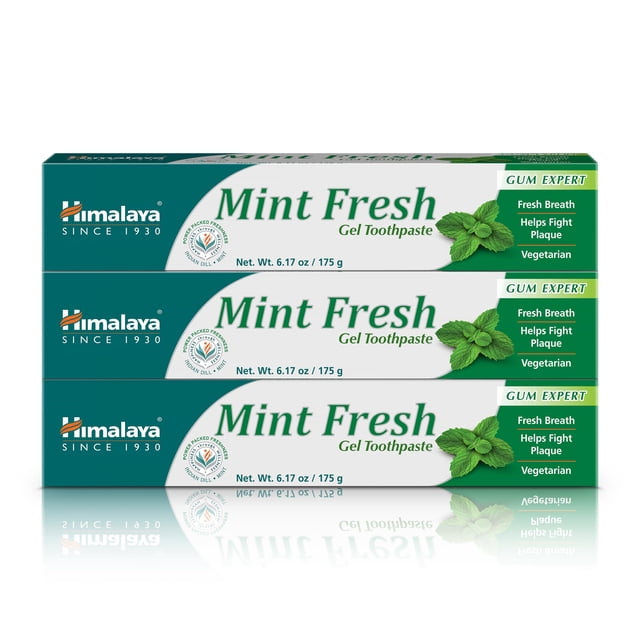 Pasta de dientes Himalaya Mint Fresh Gel, 182 ml, sin flúor, paquete de 3