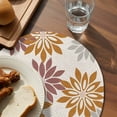 thumbnail image 3 of Geometric Flower Round 15 Inch Placemats Set of 8, Vintage Country Floral Orange Grey on Linen HeatResistant Non Slip Place Mats for Dining Table, Wipeable Braided Kitchen Table Mats for Housewarming, 3 of 9