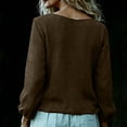 thumbnail image 5 of LEKWK Loose Linen Tops for Women Puff Sleeve V-Neck Button Down Shirt Boho Tops Tunic Tops Solid Pleated Soft Fall Beach Outfits, 5 of 7