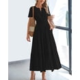 thumbnail image 2 of Vestido casual BTFBM Summer 2025 con cuello en V y manga corta negro, 2 of 9