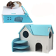 thumbnail image 1 of Casa de madera para hámster enano, cabaña escondite para jerbos, ejercicio deportivo para mascotas, juguete de nido divertido Natural (juego de 2) (azul), 1 of 3