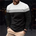 thumbnail image 3 of ZCFZJW Mens Striped Color Patchwork Crewneck Sweatshirts Casual Long Sleeve Regular Fit Graphic T-Shirts Trendy Cozy Athletic Pullover Tops XXL, 3 of 7