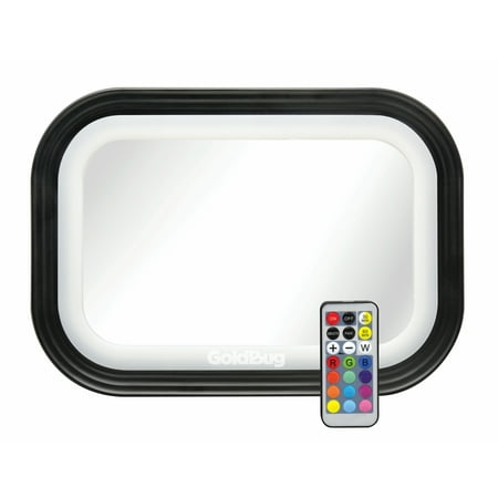 Goldbug Glow Rear-Facing Baby Car Seat Mirror  Adjustable LEDs & Remote Control  Black