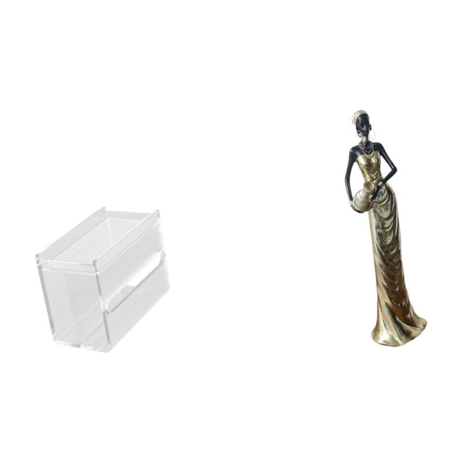 Fiocias Acrylic Toilet Paper Storage Box Modern Paper Towel Dispenser Wall Mounted Toilet Tissue Paper Holder African Figurine Tribal Lady Statue Vintage Art