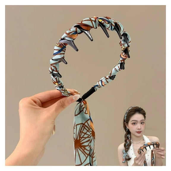 Gadgetcab.Vip Pretty Everyday Wrap Headband with Comb Teeth, Yamloveme Headband, Vintage High Cranium Artificial Pearl Hairband, With Floral Ribbon, Can Be Braided(#1)
