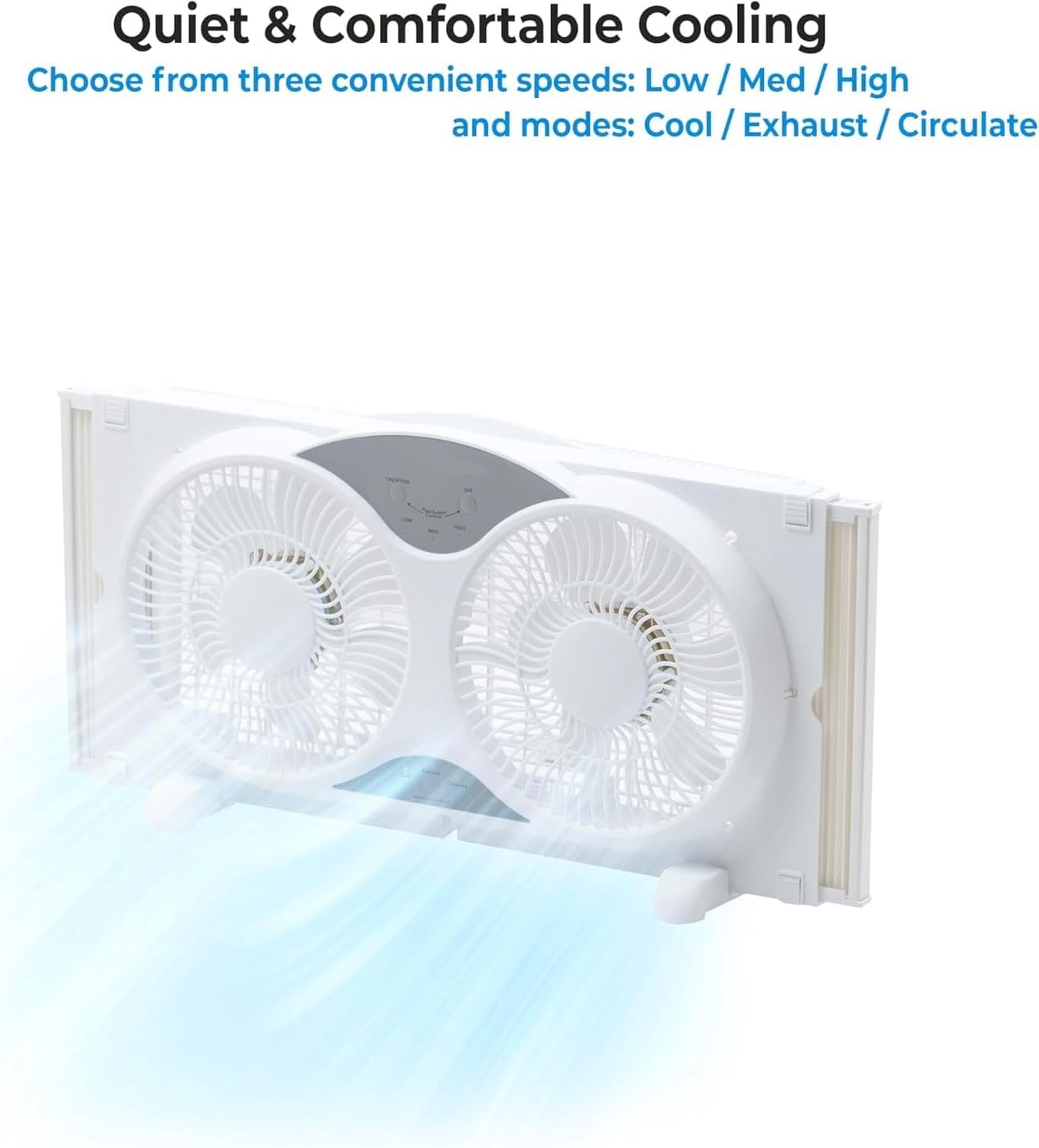 EZ Chill 9" Deluxe Reversible Twin Window Fan with Remote - White