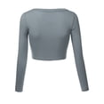 thumbnail image 3 of Women's Basic Scoop Neck Crop Long Sleeve Tops DENIMBLUE M, 3 of 4