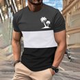 thumbnail image 4 of Mens Casual Pantalones Cortos Cuello Redondo Patchwork Impresión Suéter Blusa de Fitness, Camisetas para Hombre, 4 of 4