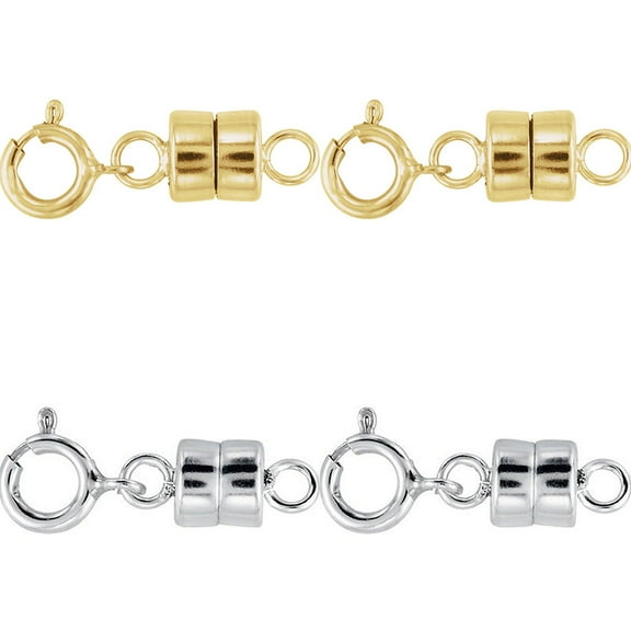 2 NEW 14k Yellow Gold Filled and 2 NEW .925 Sterling Silver Barrel Magnetic Converter Necklace Clasp