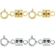 2 NEW 14k Yellow Gold Filled and 2 NEW .925 Sterling Silver Barrel Magnetic Converter Necklace Clasp