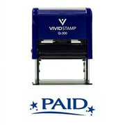 Vivid Stamp Paid W/Stars Self Inking Rubber Stamp (Blue Ink) Large
