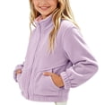 thumbnail image 5 of Agkizg Girls Stand Collar Fleece Jacket Thick Winter Coat with Pockets Solid Color Warm Casual Outerwear, 5 of 5