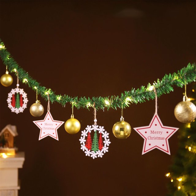 Colgante Navideño Largo con Letrero de Madera Navideño, Bola Colgante y Luz Led. Ideal para Decorar La Chimenea o La Pared de Una Habitación Festiva.