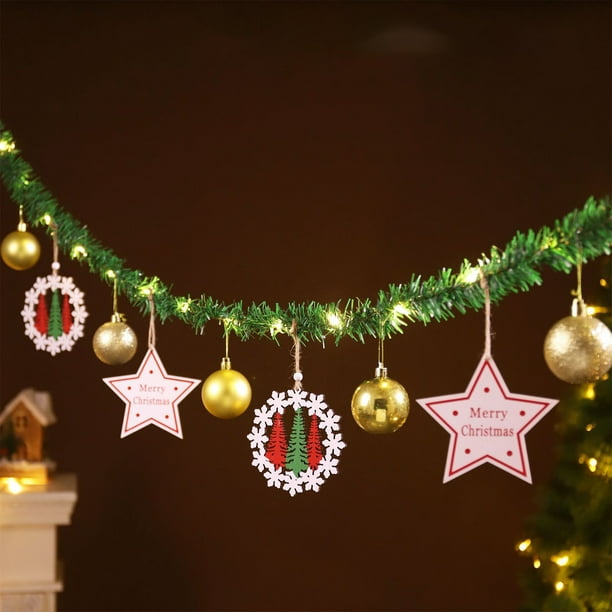 Colgante Largo Navideño con Letrero de Madera Navideño, Bola Colgante con Luz Led, Decoración Ideal para Repisas de Chimenea, Decoración de Pared de Habitación Festiva.