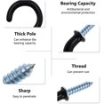 thumbnail image 3 of PHITUODA 20Pcs 2-Inch Cup Hooks Ceiling Hooks, Plastic-Covered Metal Screw-in Hooks, Black, 3 of 8