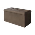 thumbnail image 3 of Home Design Florence Upholstered Folding Storage Bench with Foam Filled Seat, Multi-Purpose Rectangular Design for Seating, Footrest, or Hidden Storage in Living Room or Office, Suede Brown, 3 of 3