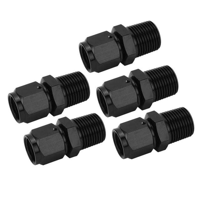 Adaptador de manguera de 6AN hembra a 3/8 NPT macho, de aleación de aluminio, negro, fácil de reemplazar, recto, de 6AN a 3/8 NPT, 5 unidades