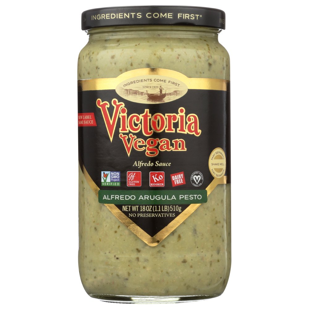 Victoria Fine Foods Pasta Sauce, Vegan Alfredo Arugula Pesto, 18 Oz