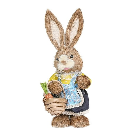 

wendunide home decor Easter Bunny Home Garden Bunny Decoration Creative Straw Bunny D