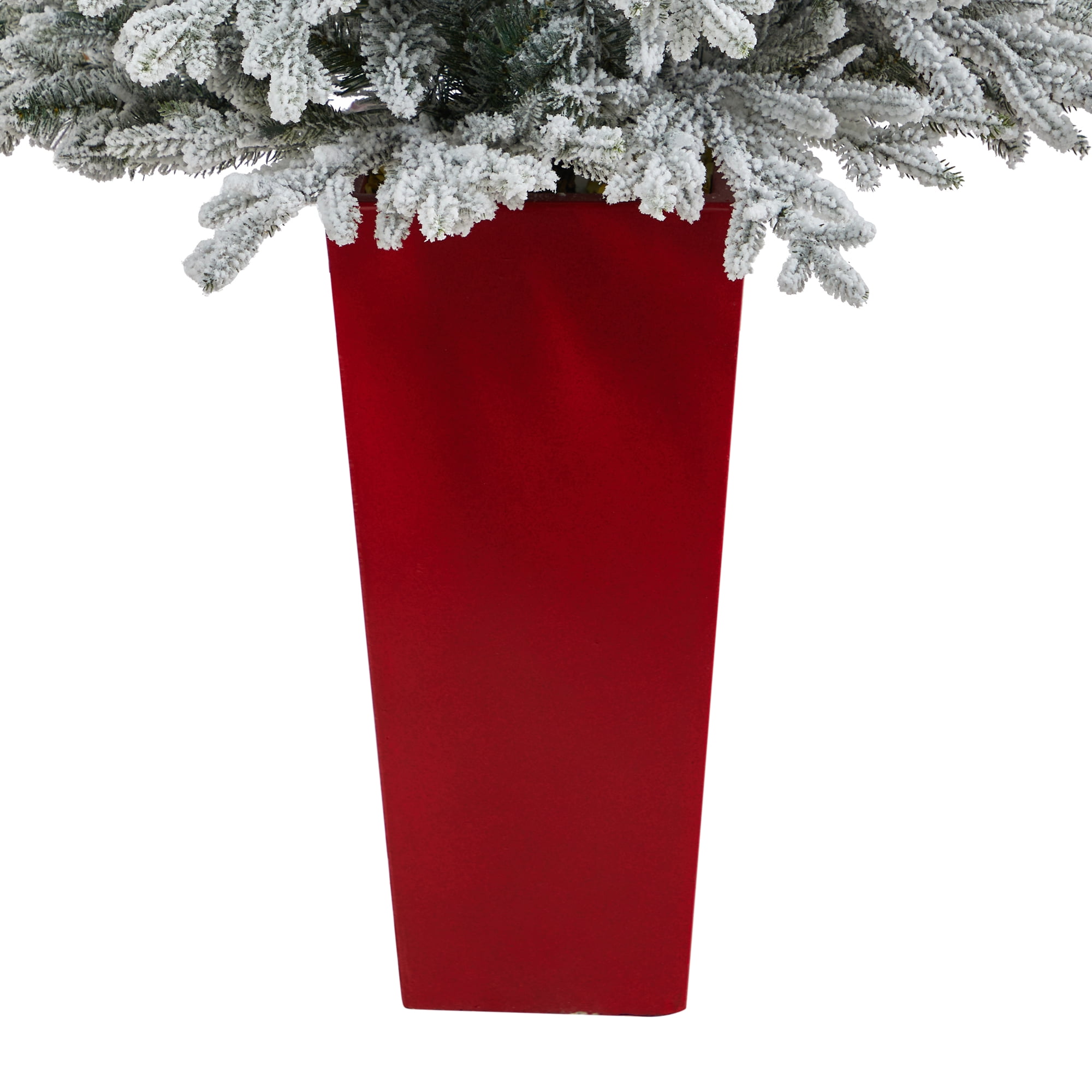 Nearly Natural 57" Flocked Fraser Fir Artificial Christmas Tree, Prelit with 300 Warm White Lights
