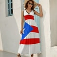 thumbnail image 5 of Puerto Rico Flag Womens Night Club Maxi Dress V Neck Sleeveless Bohemia Long Dresses, 5 of 9