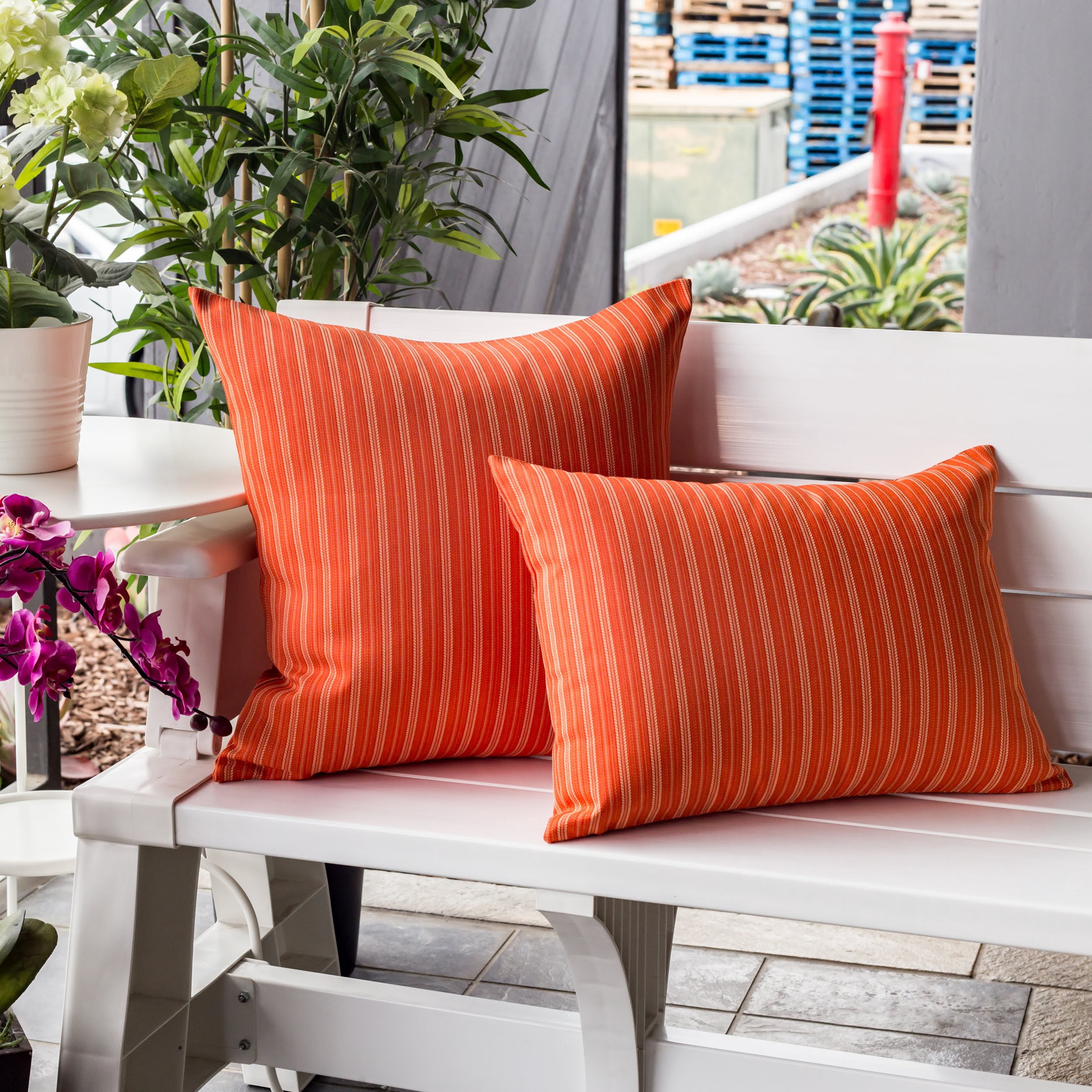 Abby Orange Rectangular Outdoor Throw Pillow