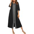 thumbnail image 3 of Housecoat Women's Short Sleeve Zipper Robe Long Nightgown Lougewear with Pockets S-XXL, 3 of 7