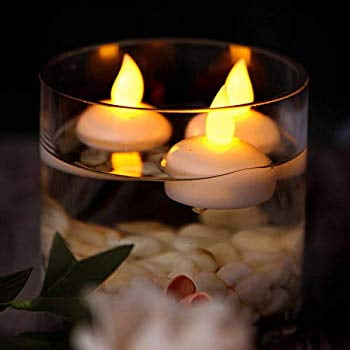 Waterproof Flameless Floating Candles,Floating Tealights,12 Pack Warm ...