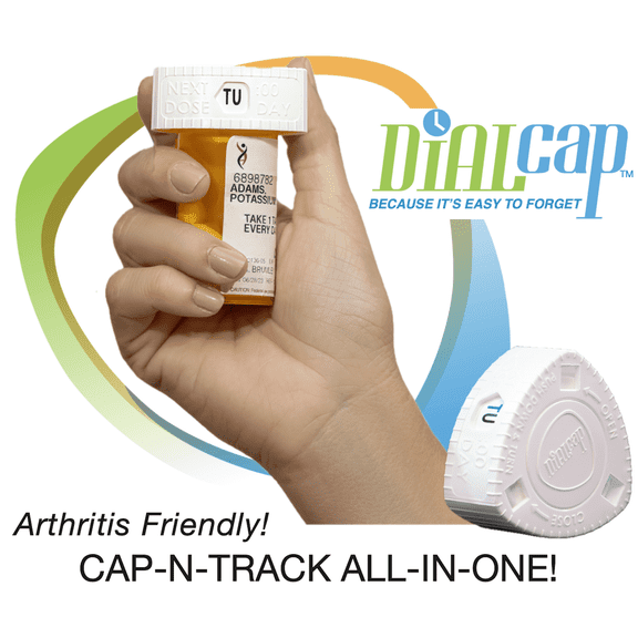 DIALCAP Accurate Daily-Dose Medication Reminder-Pll Tracker & Bottle 3 Pack, Reusable, Ergonomic