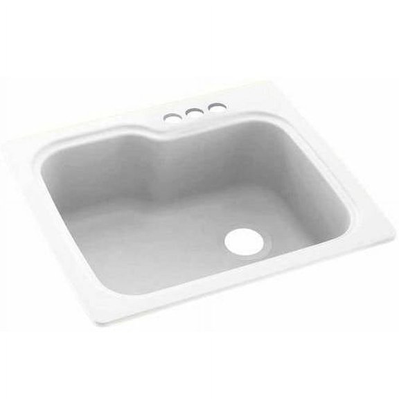Swan Solid Surface Kitchen Sink (25" x 22") with 3 Faucet Holes