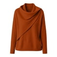 thumbnail image 4 of BODOAO Women's Cowl Neck Sweater Long Sleeve Knit Pullover Draped Asymmetrical Collar Oversized Loose Fit Soft Warm Casual Fall Winter Fashion Top Fashion Clothing Brick Red L, 4 of 4