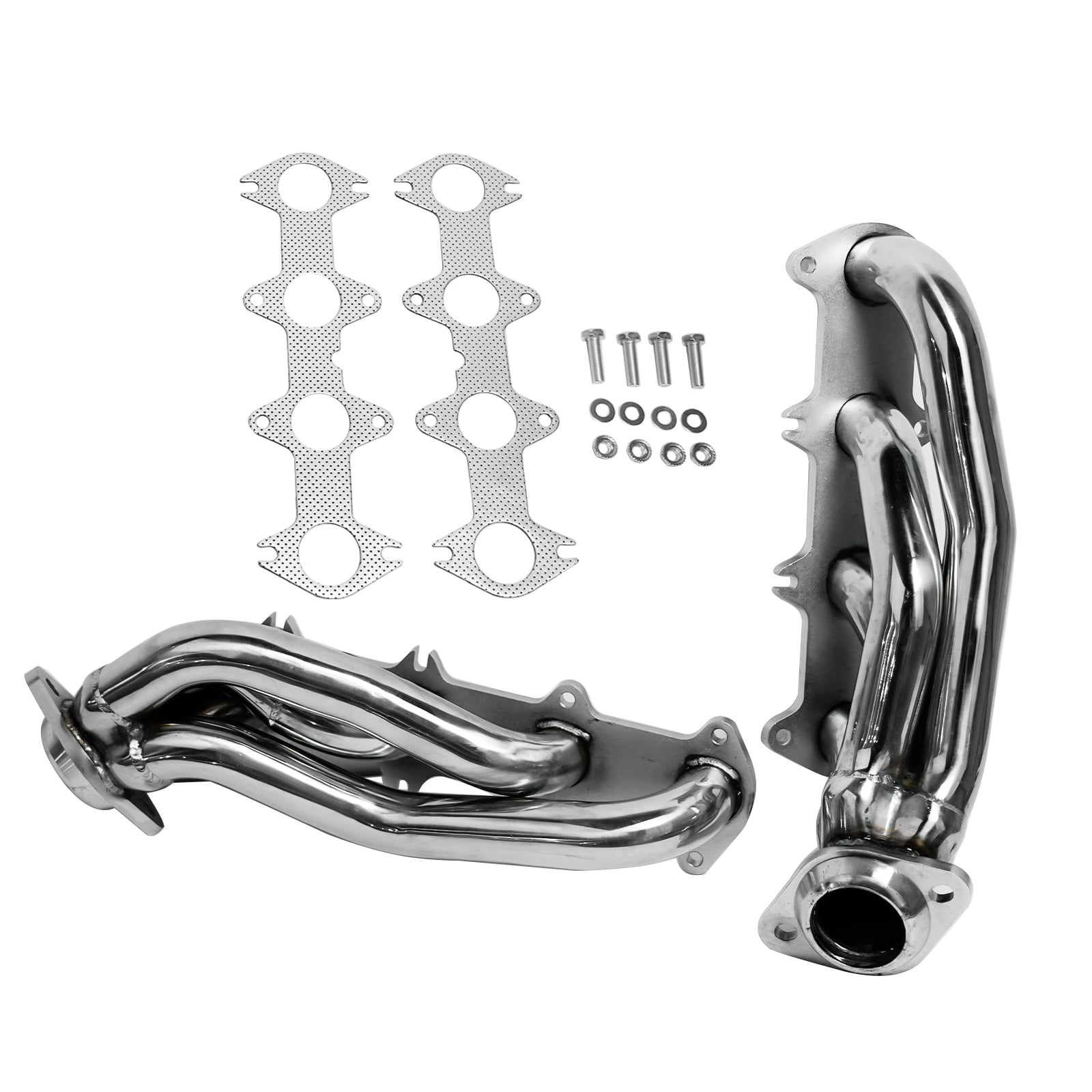 Mustrod Stainless Steel Shorty Exhaust Manifold Header for 2004-2010 Ford F-150 5.4L V8