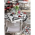 thumbnail image 5 of Outdoor Tablecloths with Umbrella Hole & Zipper, Red Black Geometric Round Tablecloths 60 Inch, Abstract Art Modern Line Waterproof Table Cloth, Patio/Pool/Picnic Table Covers, 5 of 8