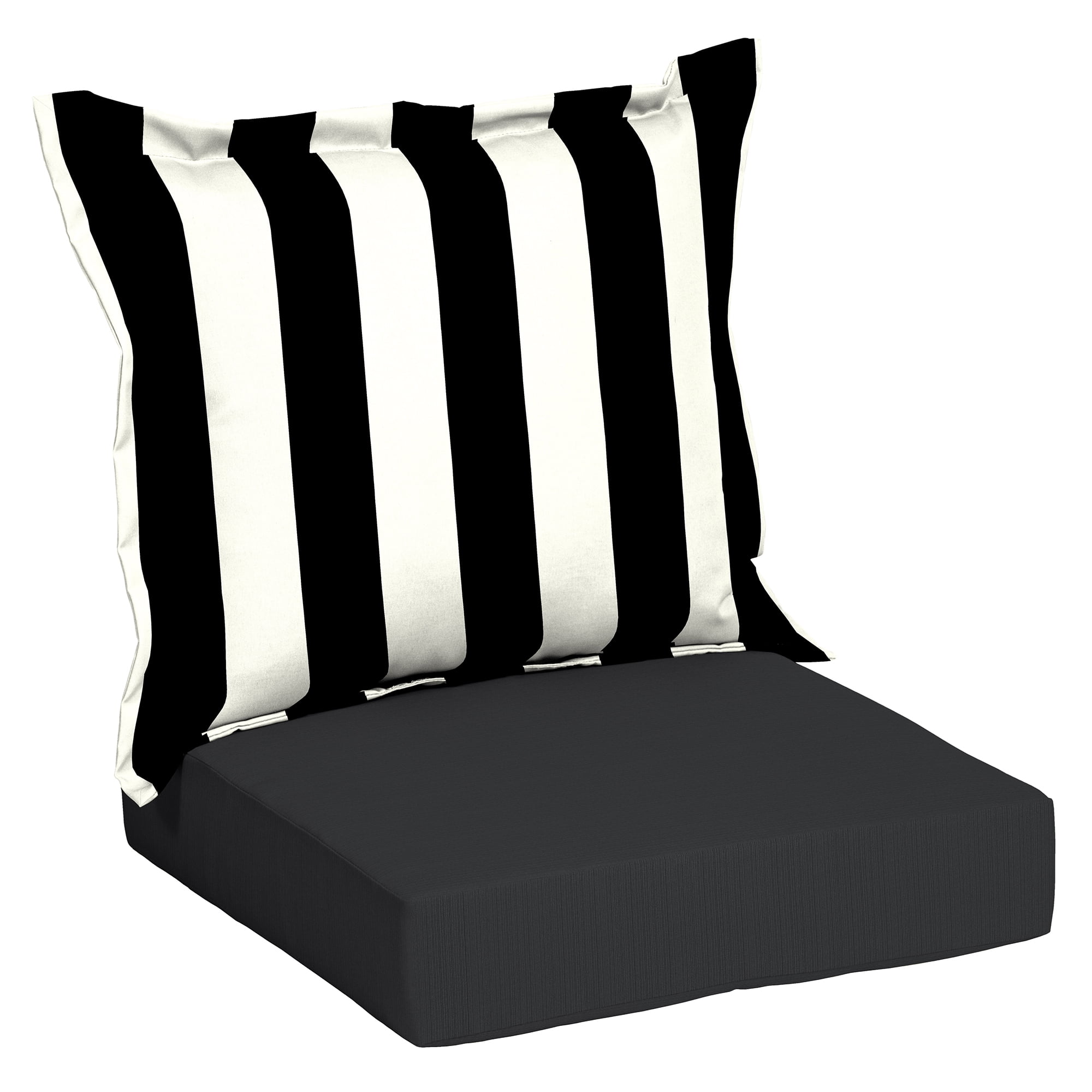 Outdoor Deep Seat Cushion Set, Black And White Striped Dining Chair Cushions