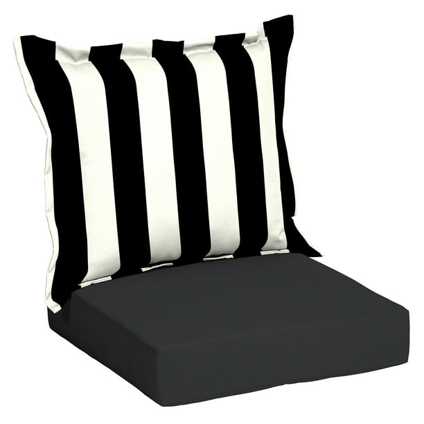 Outdoor Deep Seat Cushion Set, Black And White Patio Furniture Cushions