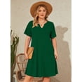 thumbnail image 2 of SHOWMALL Women's Plus Casual Dresses V Neck Short Beach Summer Sundress with Pockets Green 2X, 2 of 10
