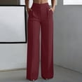 thumbnail image 2 of ctdiral Womens Elastic Waist Dress Pants High Waist Wide Leg Pants with Pockets Solid Color Straight Trousers Business Work Slacks Navy XL, 2 of 9