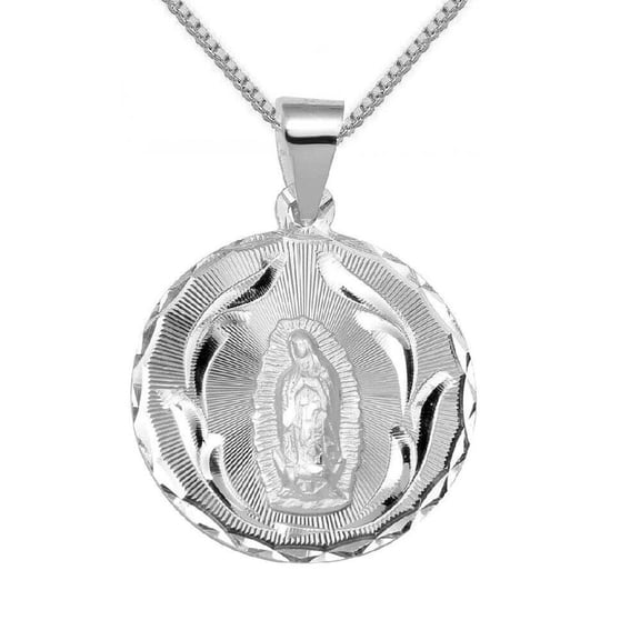 925 Sterling Silver Necklace w/ Our Lady of Guadalupe Pendant