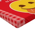 thumbnail image 2 of Ambesonne Emoji Funny Fitted Sheet, Hungry Yellow Face Art, Twin Size, Dark Coral White Mustard, 2 of 3