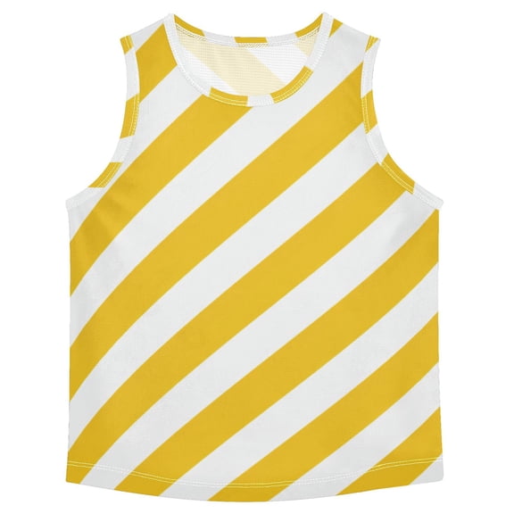 Yellow-white Diagonal Stripes Vest Undershirt Tank Top Sleeveless Quick Dry 3T