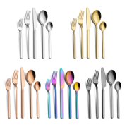 mmirethe 5pack/lot Cutlery Set 18/10 Variety Of Options Non-toxic Stainless Steel Reinforced Handle Knife rainbow