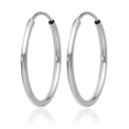 thumbnail image 3 of 14K Solid White Gold 1.5mm Endless Round Small Hoop Earrings, 3 of 10