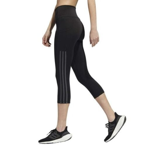 Adidas Women's High Rise 2 Side Pockets Moisture-wicking Compression fit Pants 3-Stripe Capri Leggings - Walmart.com
