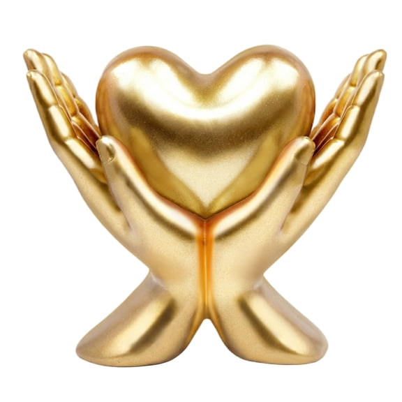 Heart Holding Figurine B, Handcrafted Decorative Sculpture With Smooth Polished Finish, For Home Shelf Tabletop Decor, Living Room Bedroom Office Accent Pieces, Gift