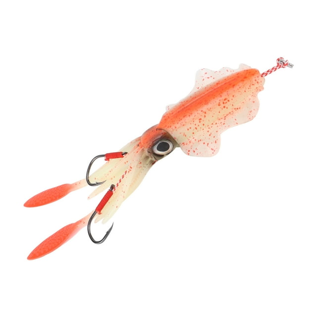Leurre de Pêche Réutilisable en Gel de Silice Résistant aux Morsures, Appât Souple pour Calmar, pour Pêche en Mer, Orange, Noir, Lumineux de Nuit, Jaune et Rouge