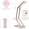 thumbnail image 3 of Foldable LED Desk Lamp - Folding Portable USB Table Light with 3 Brightness Settings - for Home, Reading, Studying, Work, Travel - Rose Gold-Rose Gold, 3 of 7