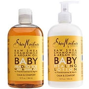 Shea Moisture Calm and Comfort Raw Shea Chamomile and Argan Oil Baby Head to Toe Wash Shampoo and Healing Lotion Pack of 2